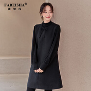 法貝莎品牌女裝黑色羊毛背心裙女2025春秋季寬松大碼小個(gè)子毛呢a字裙子 單件黑色背心裙 M 105-115斤