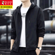 啄木鳥(niǎo)高端夾克男外套連帽春秋款潮流休閑寬松運動(dòng)上衣服冬季男士男裝 20510/888黑色 XL