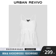 UR2025秋季新款女裝芭蕾風(fēng)鏤空刺繡花邊吊帶衫UYL250136 本白 S