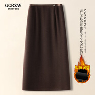 GCRZW高檔咖色半身裙女秋冬季2025新款毛呢a字裙高端精致直筒包臀裙 咖色加絨 【輕奢氣質(zhì)款】 M /27 建議80-105斤