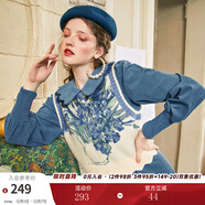 兩三事梵高系列 靜美如秋葉 秋季新款森女風(fēng)后背綁帶花色無(wú)袖毛衣背心女 鳶尾花 L