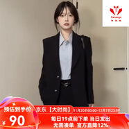 梵奧格（FANAOGE）大學(xué)生正裝西裝套裝女裝職業(yè)西服大學(xué)生英倫西裝墊肩韓版西服外套 [單件]黑色西裝外套 【帶墊肩】 L 【建議110-125斤】 急件當日發(fā)-聯(lián)系客服可順豐