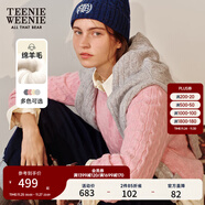 Teenie Weenie小熊毛衣女春季簡(jiǎn)約運動(dòng)綿羊毛圓領(lǐng)絞花針織毛衣女 粉色 L