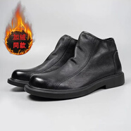 高級感痞帥G5 CONXEGN靴子男真皮頭層牛皮冬季加絨保暖高幫男鞋皮 黑色[加絨] 43 均碼