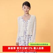 CAROLINECaroline卡洛琳2025夏季新款清新田園系帶長袖毛針織衫ECRFBI03 米白 M