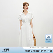 范思藍恩氣質(zhì)V領(lǐng)連衣裙女夏季2025新款松弛慵懶條紋高腰裙子2185 白底條紋 M