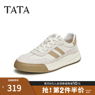 他她（TATA）男士阿甘男鞋復古德訓鞋男運動(dòng)休閑鞋厚底板鞋小白鞋PCB01AM5 QDR01AM4米/灰/杏 42