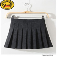 G.DUCKKIDS女童短裙半身裙秋冬韓版童裝中大童格子半裙洋氣兒童毛呢百褶裙潮 深灰色 160 cm 建議150-160cm年齡11-12