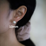 “浪漫”世家珍珠耳環(huán)在博主熱同款覆古港式強光明亮甜蜜 施家玻璃米白珠10mm 耳針