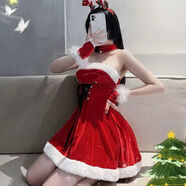 ZNMW網(wǎng)紅圣誕戰袍保密套裝女抽繩新年裙欲顯腿長(cháng)公主服含頸環(huán)手套cos 高配版（基礎版加發(fā)箍） 均碼 （80-125）斤