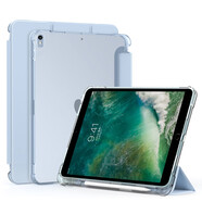 陸桐適用于iPadAir4保護套三折Air4內置筆槽蘋(píng)果A2316半透明磨砂iPad Air10.9英寸硅膠殼輕薄防摔平板 【白冰藍+鋼化膜】透明磨砂帶筆槽 iPad Air4(10.9英寸)