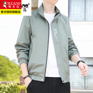 啄木鳥(niǎo)立領(lǐng)夾克男外套春秋款青年韓版男士寬松休閑上衣服防風(fēng)飛行服男裝 20308/9980豆綠色 XL