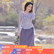 煙花燙設計感a字半身裙女2025秋裝新款通勤氣質(zhì)顯瘦開(kāi)叉裙子ZG 坤雨 紫色（僅售半身裙，無(wú)上衣） M