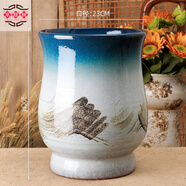 宋式美學(xué)玄關(guān)擺件客廳裝飾純手工宋代美學(xué)花盆陶瓷法式詫寂風(fēng)復古 【精美】花瓶綠山水 大