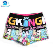 蕾絲沙灘褲女速干花短褲海邊度假大碼平角情侶裝溫泉褲游泳褲泳衣 卡通怪獸 S S