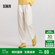 森馬（Semir）休閑褲女半松緊腰寬松錐形褲百搭冬季風(fēng)肌理抓絨長(cháng)褲101724127014
