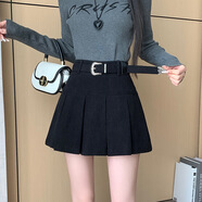 盛昭達超短裙無(wú)內襯蕾絲蓬蓬半身裙女夏季高腰顯瘦粉色蛋糕裙a字短裙子 黑色秋冬 厚款 【有內襯送腰帶】 XL 【建議115-125斤】