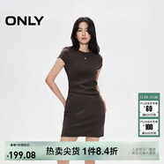 ONLY2025秋季新款金屬裝飾收腰捏褶短裙T恤裙連衣裙女|125161021 E09土質(zhì)棕色 S