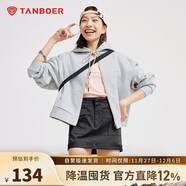 坦博爾衛衣女春秋短款連帽運動(dòng)外套寬松小個(gè)子TD4160502 嫩灰 170 