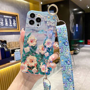 米基感油畫(huà)花蘋(píng)果15promax新款14手機殼13女帶掛繩iphone12斜挎16可背11腕帶xr全包防摔軟硅膠8p網(wǎng)紅7 點(diǎn)鉆腕帶油畫(huà)山茶花斜挎繩 iPhone15