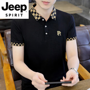 JEEP SPIRITPOLO.衫男短袖t恤翻領(lǐng)男裝夏季潮流半袖純色棉上衣2025夏款高端 TX1108白色 M (90-105斤)