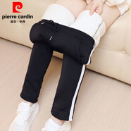 皮爾卡丹褲子女運動(dòng)褲寬松高腰顯瘦2025新款休閑百搭春秋鉛筆褲冬季加絨 白條秋冬【羊羔絨】加絨 加厚 L (95-105斤)