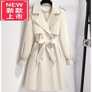 東方鴨風(fēng)衣外套女春秋中長(cháng)款24新款英倫風(fēng)小個(gè)子百搭洋氣顯瘦收腰上衣 杏色西裝外套 3XL 建議【150-165斤】