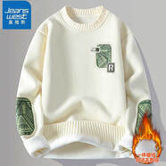 真維斯奧粒絨加絨加厚毛衣2025秋冬季新款圓領(lǐng)長(cháng)袖衛衣男打底衫上內搭服 10301/7265米白色圓領(lǐng) 【加絨加厚】 XL 建議125-140斤