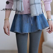 阿瑪施（AMASS）新款百搭時(shí)尚顯瘦減齡韓版松弛感牛仔裙簾女520029 藍色 S （2碼）