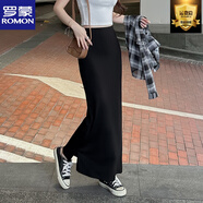 羅蒙莫代爾半身裙女灰色長(cháng)裙2025新款夏季高腰顯瘦垂感開(kāi)叉直筒一步裙 黑色 莫代爾 XS