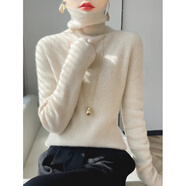 VPVZ大堆堆領(lǐng)長(cháng)袖女毛衣2024冬季新款高領(lǐng)內搭加厚毛衫百搭打底衫 米色 S