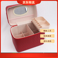 酷奇袋鼠大容量化妝包女2024七夕便攜簡(jiǎn)約化妝品首飾多層收納盒網(wǎng)紅手提箱 格盒款石榴紅