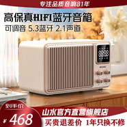 山水復古藍牙音箱高音質(zhì)低音炮家庭客廳hifi桌面音響功放一體機辦公家用連電視電腦環(huán)繞聲藍牙音響 Q1珍珠白+4喇叭2.1聲道+5.3藍牙