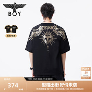 BOY LONDON【暗黑羅盤(pán)】夏情侶款短袖權杖印花炸街潮牌T恤N01906 黑印金N01906 經(jīng)典升級款 L
