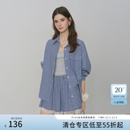 范思藍恩miu系格紋襯衫半身裙套裝女2025秋新款長(cháng)袖外套蕾絲3234 深藍格子（上衣） XS