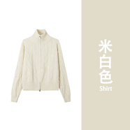 鹿王戀雪軟糯半高領(lǐng)毛衣女秋冬季2025年新款寬松加厚慵懶風(fēng)針織衫外套上衣 米白色 L