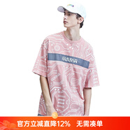 古由卡Guuka潮牌春夏新品潮流印花設計男裝圓領(lǐng)短袖t恤男 粉紅 均碼 S