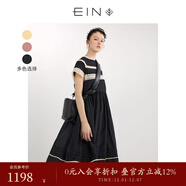 EIN【輕禮服】EIN言小黑裙中長(cháng)款絲棉短袖蕾絲連衣裙女2024夏季新款 小黑裙 M
