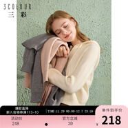 三彩冬款純色連帽毛衣拉鏈針織衫短款開(kāi)衫休閑簡(jiǎn)約女 奶白色 M 160/84A