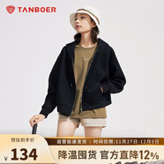 坦博爾衛衣女春秋短款連帽運動(dòng)外套寬松小個(gè)子TD4160502 黑色 160 