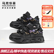馬克華菲男鞋2025新款國潮厚底板鞋增高氣墊潮流面包鞋中國風(fēng)運動(dòng)休閑鞋子 黑色 40 標準皮鞋碼