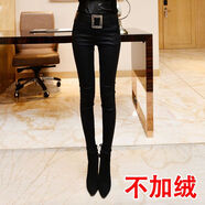 秋冬韓版黑色打底褲女外穿薄款高腰彈力緊身長(cháng)褲顯瘦鉛筆小腳褲子 9911暗豎條紋薄款（送腰帶） M 碼（建議95-105斤）