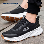斯凱奇（Skechers）跑步鞋男鞋 2025新款緩震跑鞋透氣慢跑鞋輕便休閑鞋網(wǎng)面運動(dòng)鞋 黑色/白色/回彈性能佳 39.5 內長(cháng)250mm