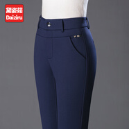 黛姿茹直筒休閑加絨褲子女秋冬2025新款女士松緊腰媽媽大碼褲裝中年女褲 藍色[拉鏈款] 常規 XL (29)【105-115斤】