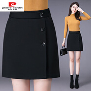 皮爾卡丹（pierre cardin）秋冬百搭黑色短裙女彈力松緊腰a字寬松顯瘦大碼半身裙包臀一步裙 黑色 5XL 34碼 160-175斤