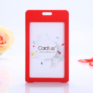卡富仕（cardfuss） 磨砂翻蓋證件卡套門禁卡套配掛繩廠牌學(xué)生卡交通卡包掛脖胸卡胸牌帶易拉扣吊繩 S5紅色豎 1個