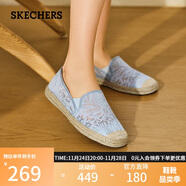 斯凱奇（Skechers）女鞋秋季漁夫鞋單鞋新中式蕾絲平底鞋淺口一腳蹬通勤鞋113025