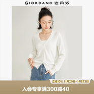 佐丹奴針織開(kāi)衫女小外套 純棉V領(lǐng)小衫女 外搭純色女外衣05350649