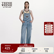 Teenie Weenie小熊女裝春裝休閑棉質(zhì)舒適牛仔褲背帶褲女士長(cháng)褲 淺藍色 S (160)