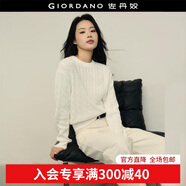 佐丹奴 【韓國明星同款】復古風(fēng)絞花圓領(lǐng)短款套頭針織衫女05355310 03白色 L